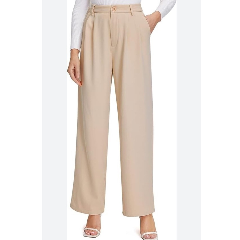 A9 Giorgio Armani Cream‎ Wool Wide-Leg Pants